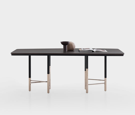 Parma Vaste Eettafel met Metalen Poot van Enza Home, donker notenhout