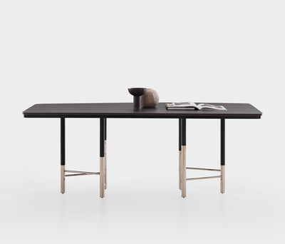 Parma Vaste Eettafel met Metalen Poot van Enza Home, donker notenhout