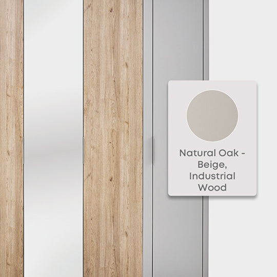 Cante 5-deurs Kledingkast van Enza Home, natuurlijk eiken met beige