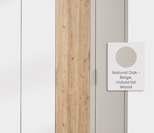 Cante 6-deurs Kledingkast van Enza Home, natuurlijk eiken met beige