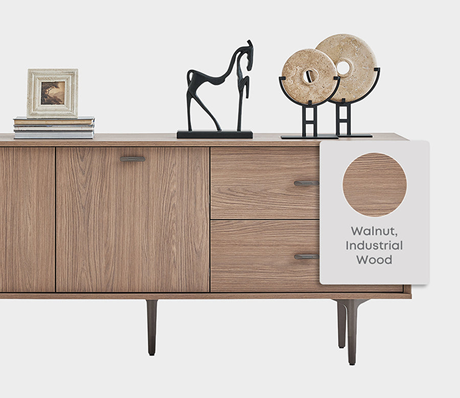 Paloma Dressoir 208 cm van Enza Home, diep gestructureerd notenhout