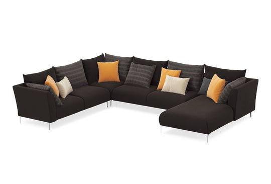 Mayfair Hoek Combinatie 6, Fluweel, Bruin Antraciet