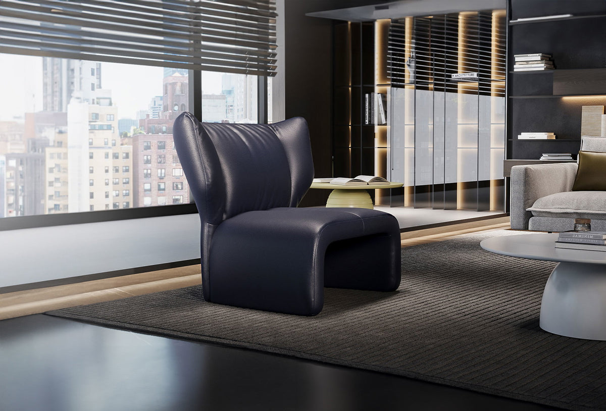 Puddle Fauteuil, Echt Leer, Marine