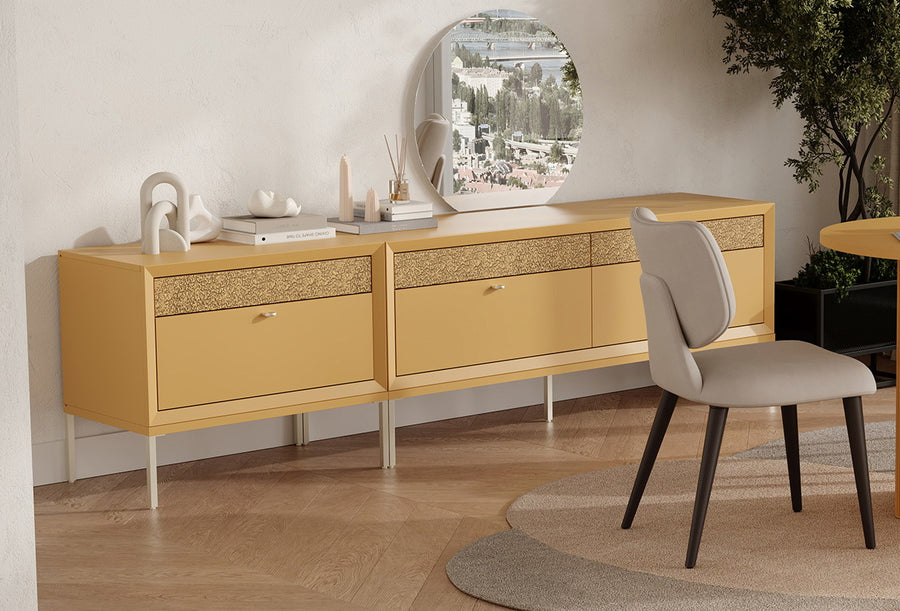 Fit & Flex 2 met Lade met Poten Module - Geel, 80x67 cm (BxH)