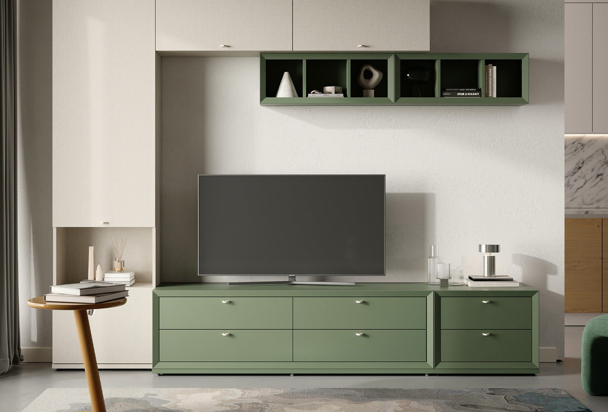 Fit & Flex 4 met Lade met Bedbodem Module - Groen, 160x49 cm (BxH)