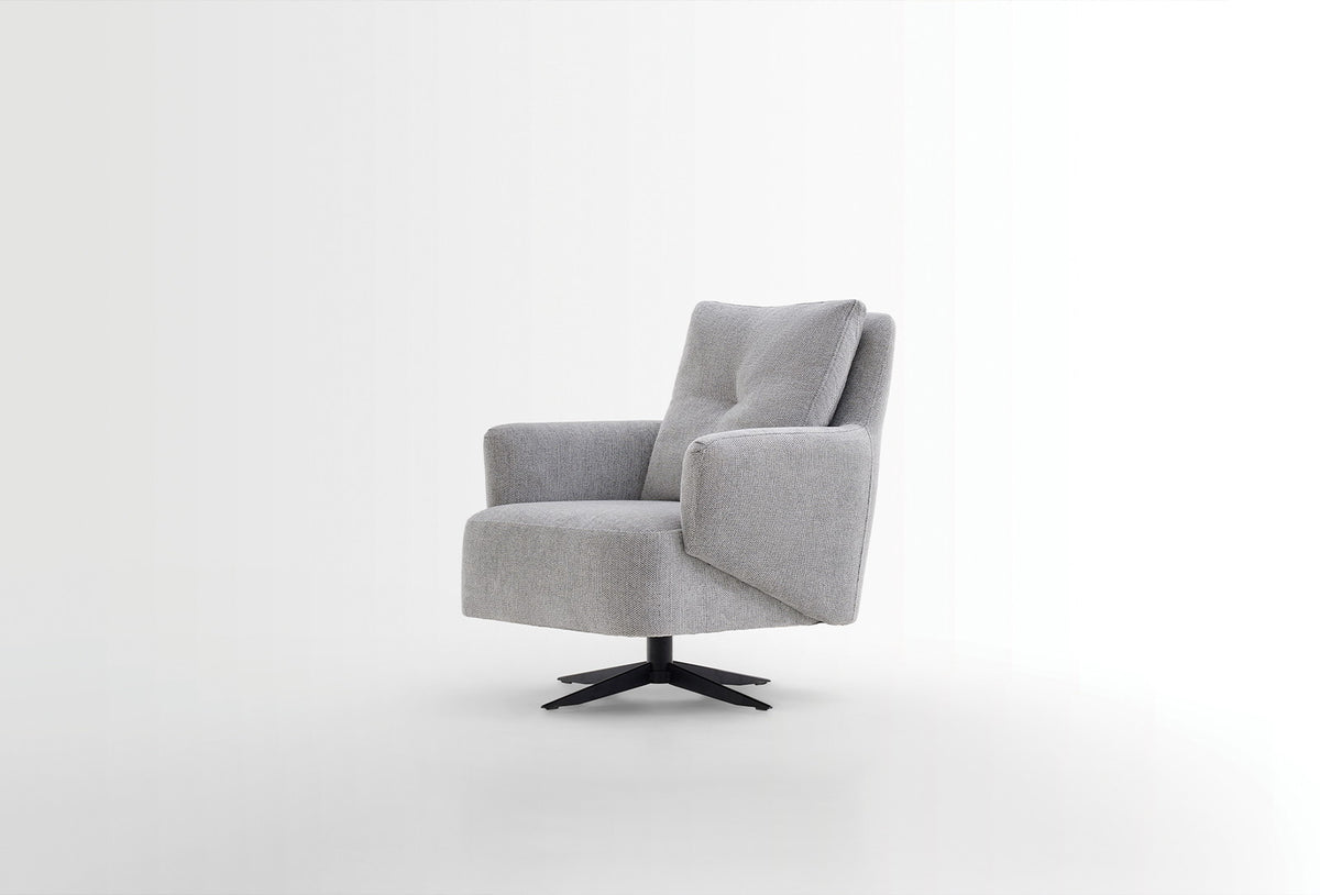 Bold Fauteuil - Draaibaar met Poten,Geweven Stof, Grijs
