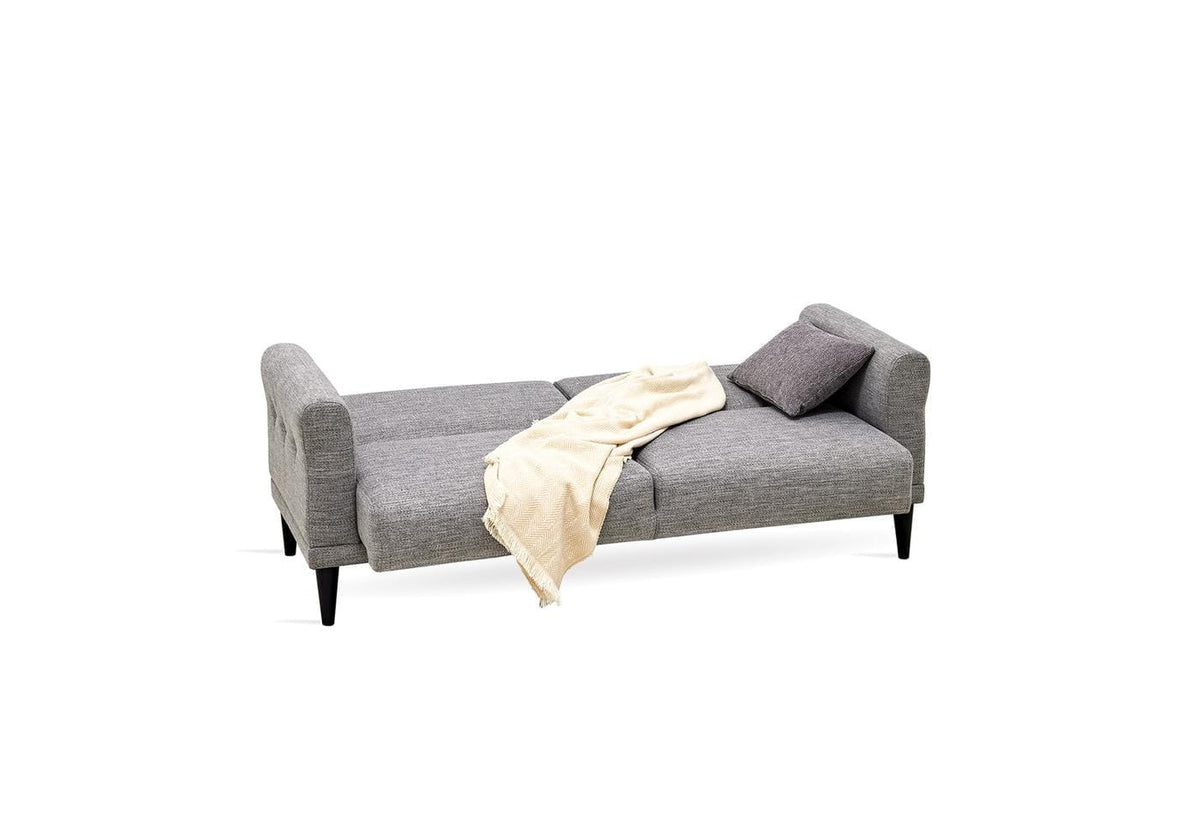 Loreto bank in ligstand met plaid, schuin aanzicht