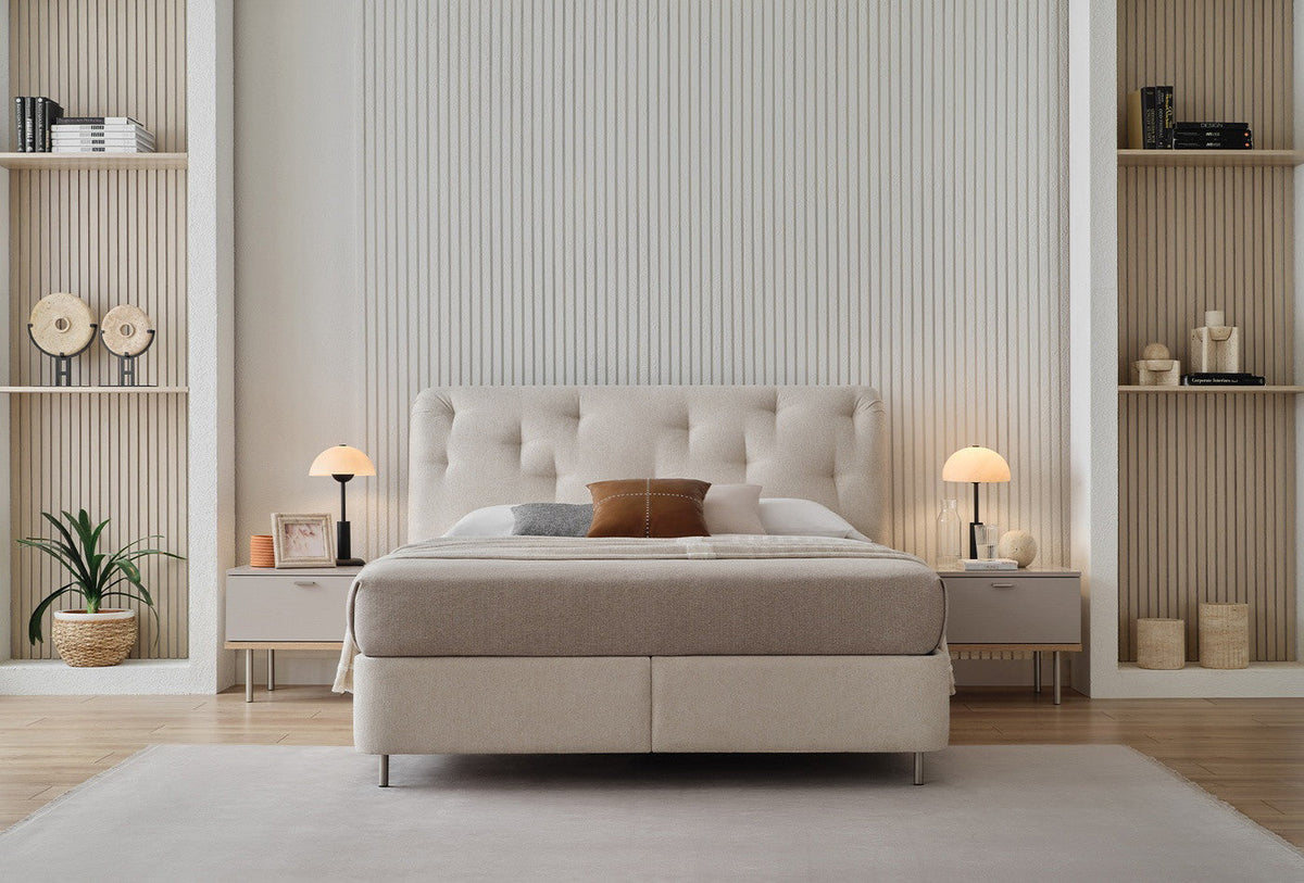 Cante Boxspring met Hoofdbord Beige foto 4
