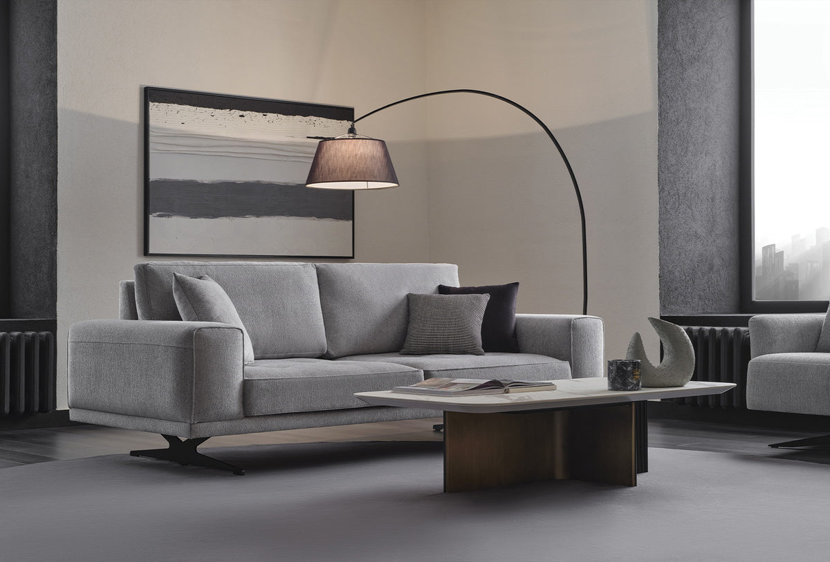 Bold 3-zits Fauteuil, Geweven Stof, Grijs