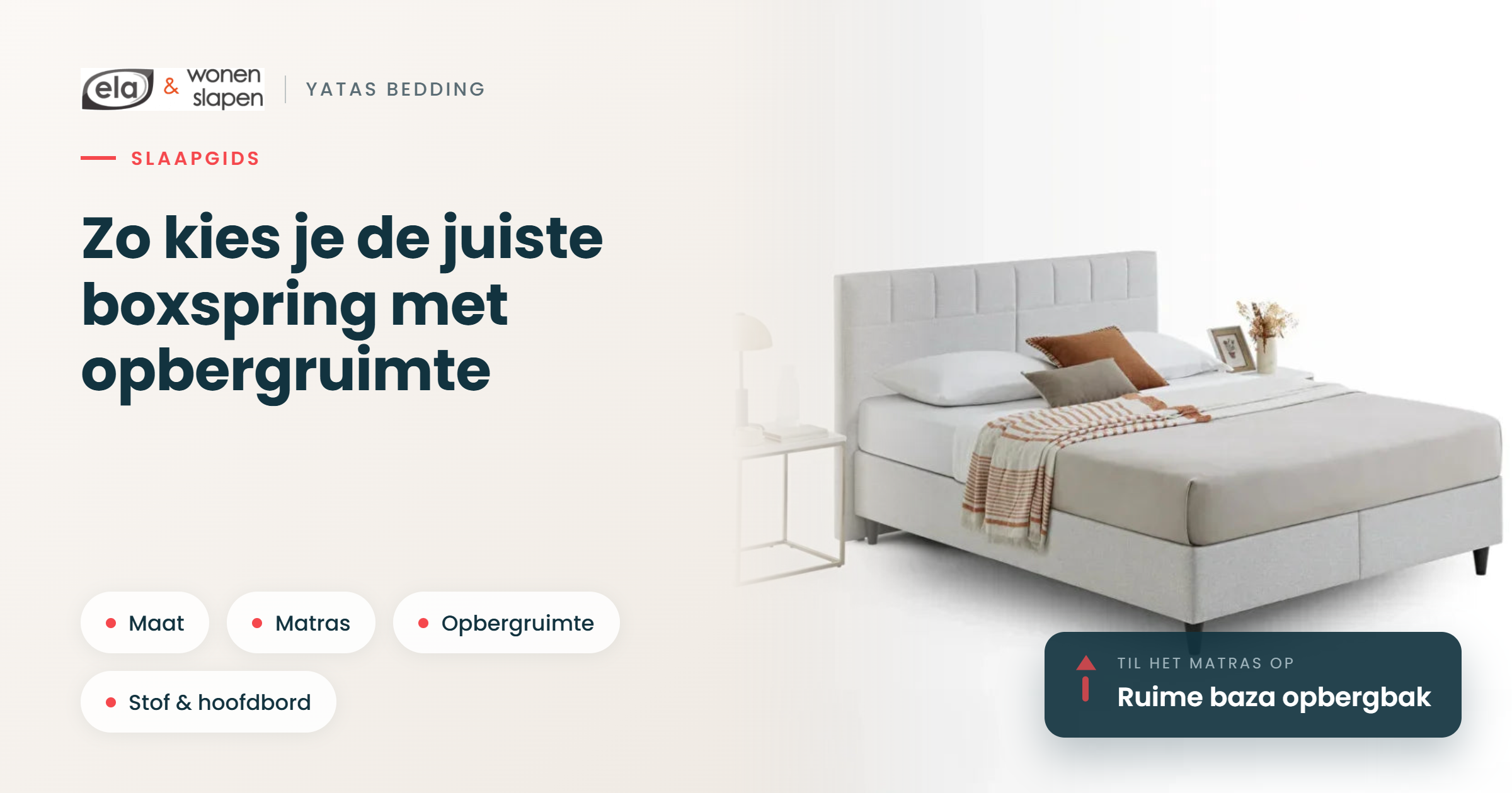 Boxspring met opbergruimte en matras van Yatas Bedding bij Ela Wonen