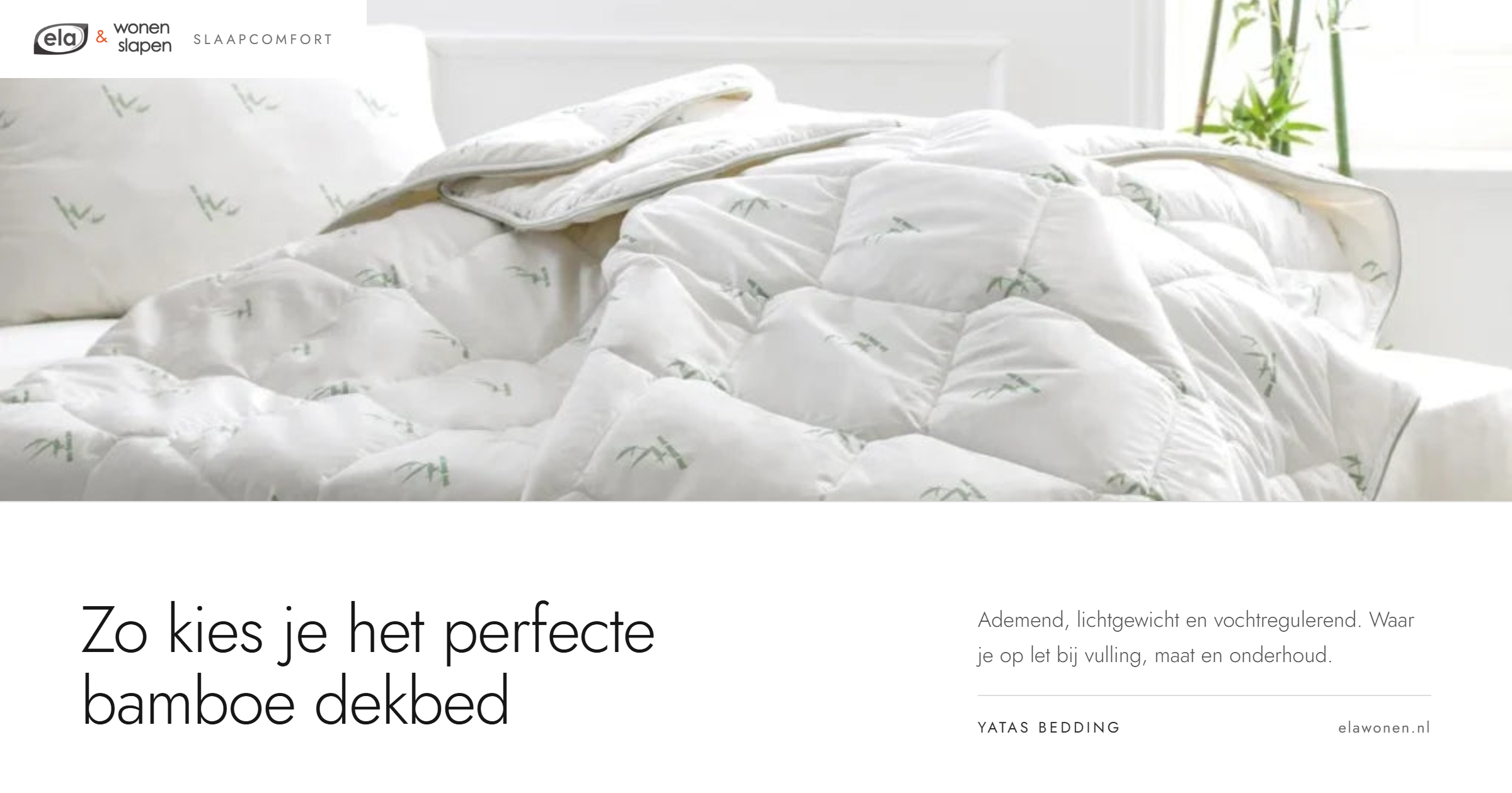 Bamboe dekbed van Yatas Bedding op een opgemaakt bed bij Ela Wonen