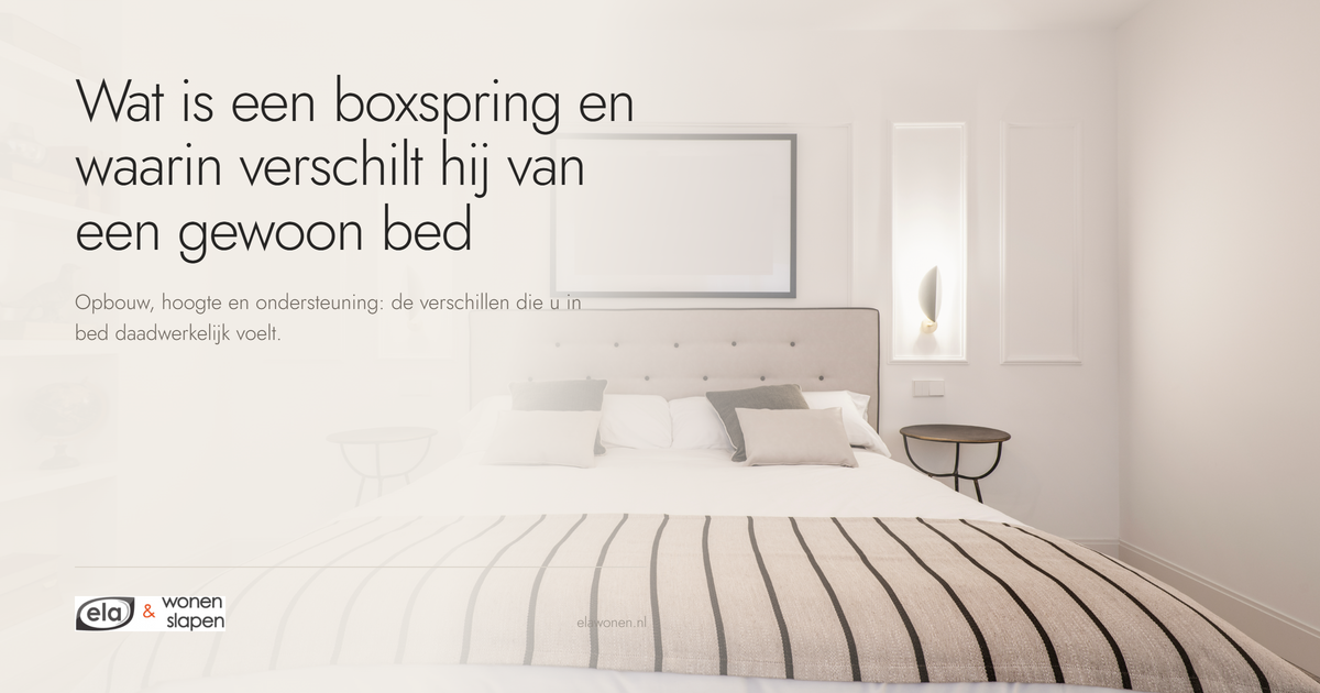 Opgemaakt bed met gestoffeerd hoofdbord, bij het artikel over wat een boxspring is