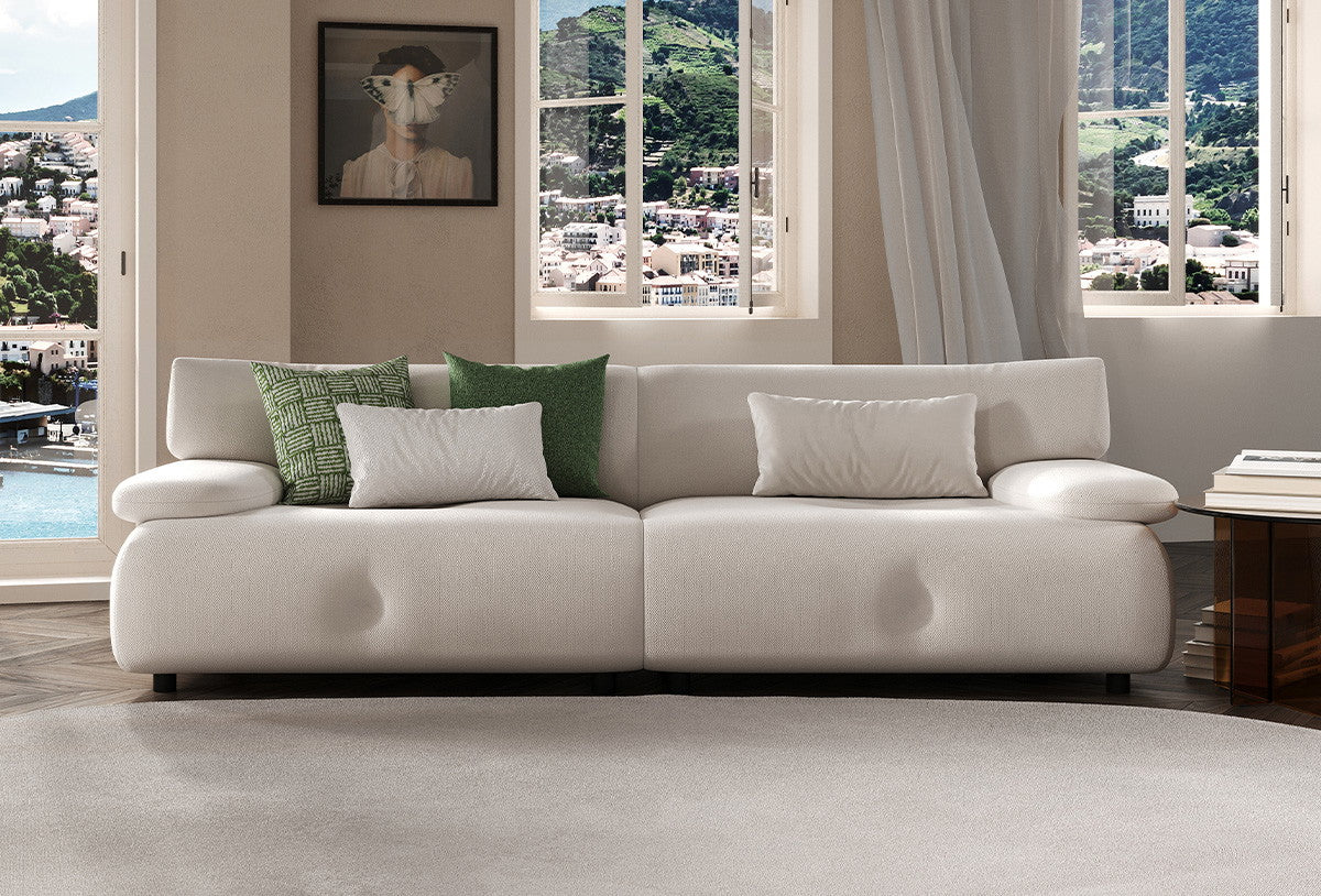 Block Visions 3-zits met Slaapfunctie Fauteuil, Chenille, Wit