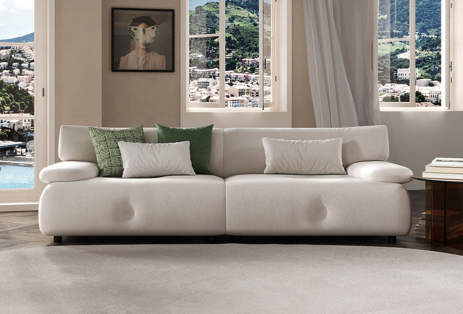 Block Visions 3-zits met Slaapfunctie Fauteuil, Chenille, Wit