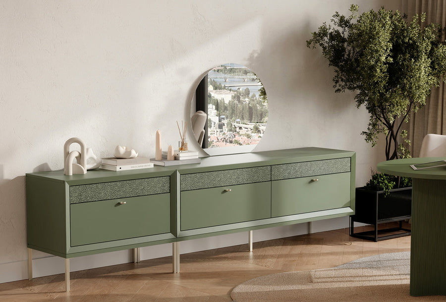 Fit & Flex 4 met Lade met Poten Module - Groen, 160x67 cm (BxH)