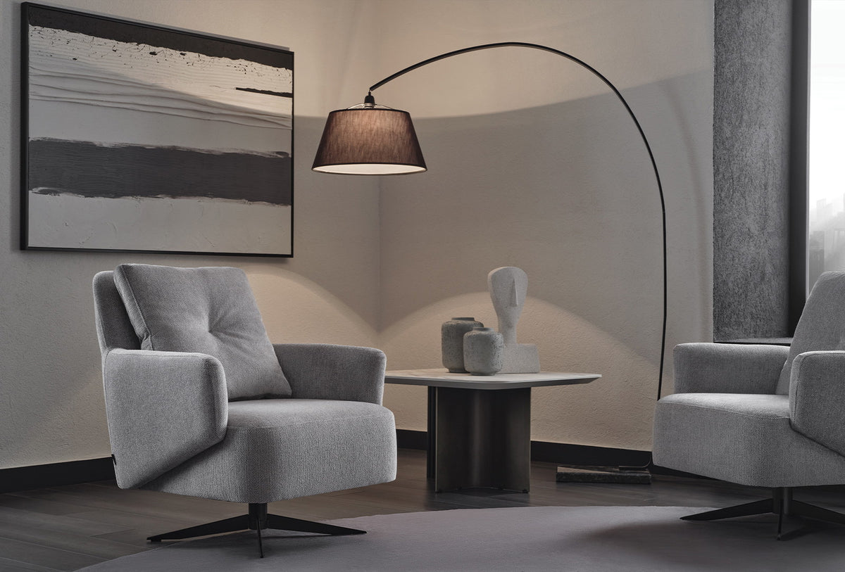 Bold Fauteuil - Draaibaar met Poten,Geweven Stof, Grijs