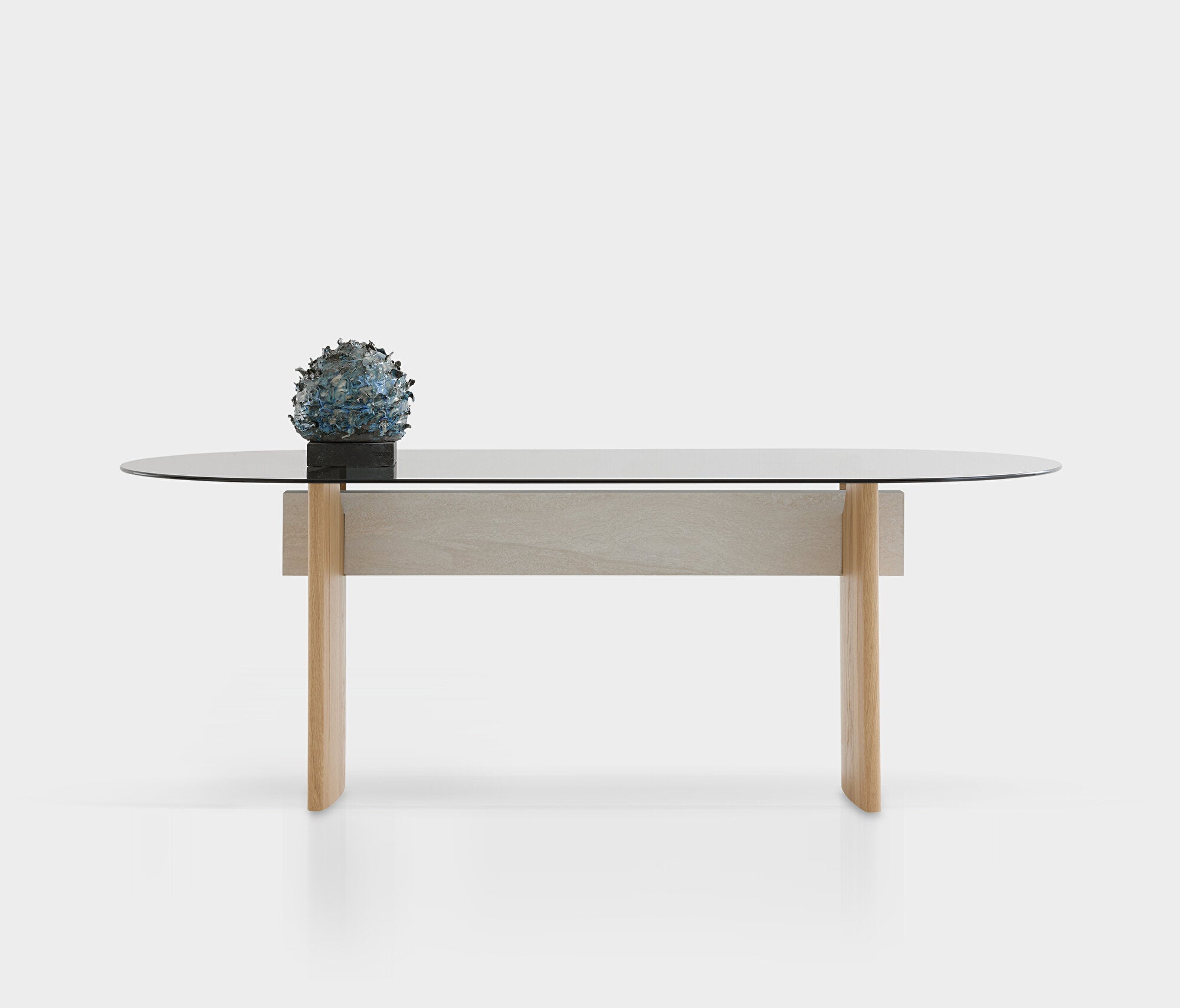 Austin Ellipse Eettafel Oak met Glass Surface, afbeelding 2