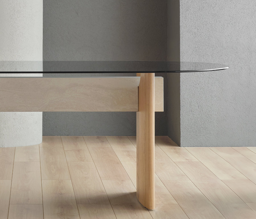 Austin Ellipse Eettafel Oak met Glass Surface, afbeelding 4