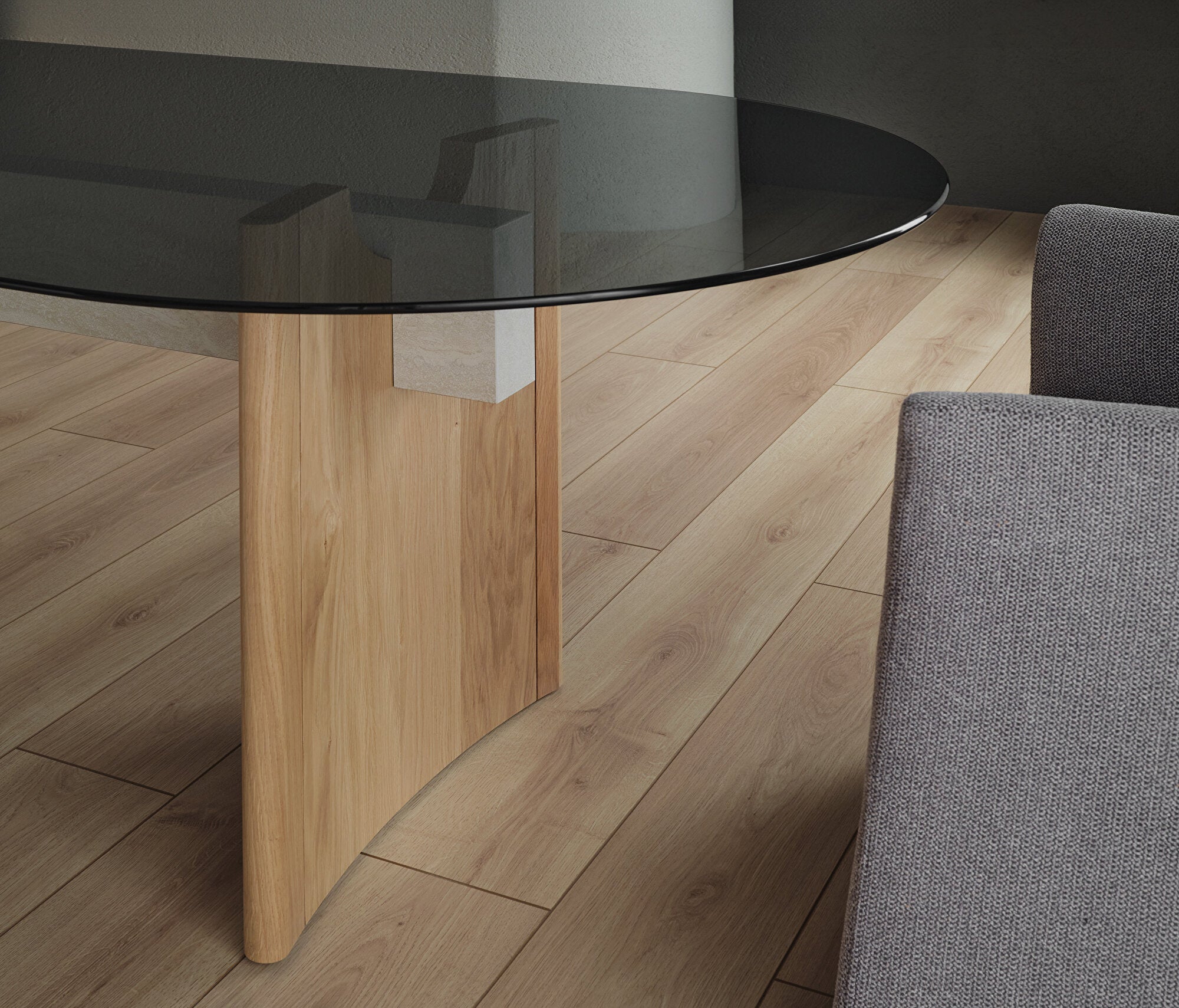 Austin Ellipse Eettafel Oak met Glass Surface, afbeelding 5