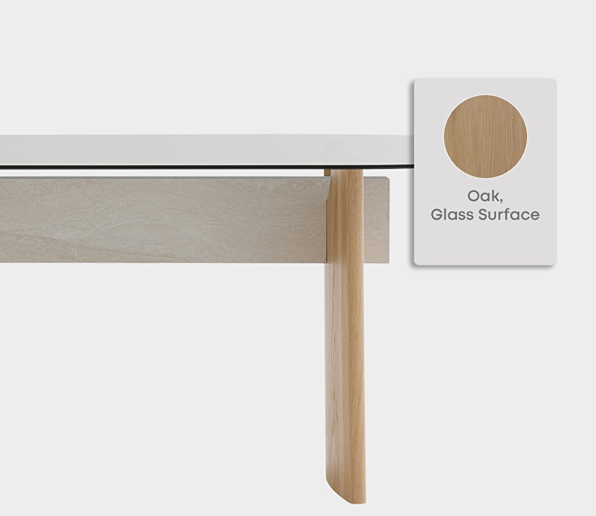 Austin Ellipse Eettafel Oak met Glass Surface van Enza Home, licht eiken