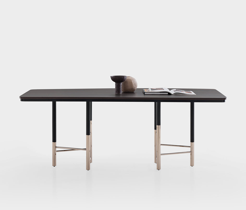Parma Vaste Eettafel met Metalen Poot van Enza Home, donker notenhout