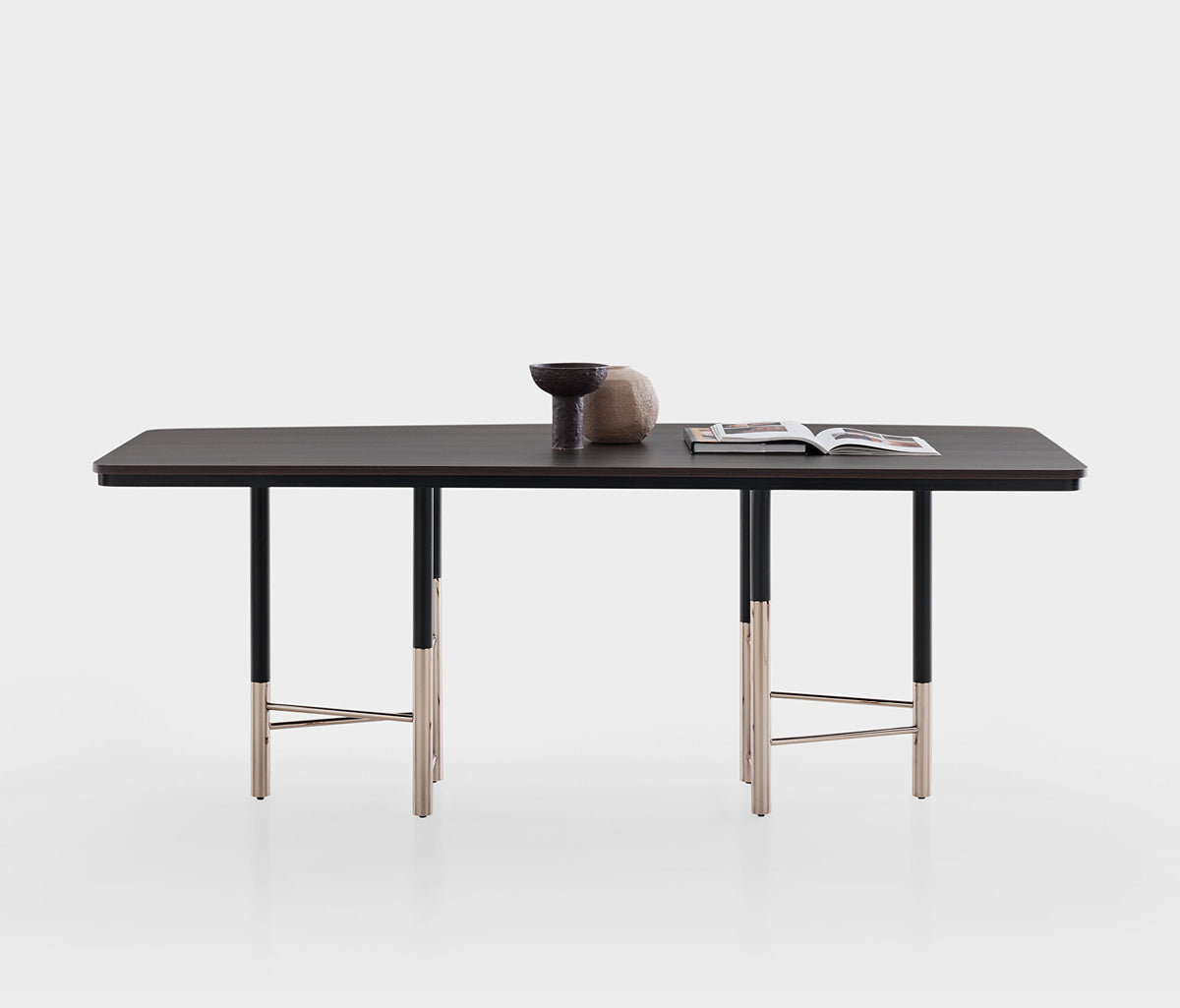 Parma Vaste Eettafel met Metalen Poot van Enza Home, donker notenhout