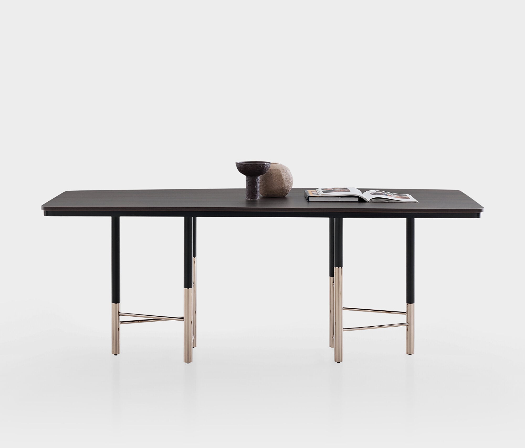 Parma Vaste Eettafel met Metalen Poot van Enza Home, donker notenhout