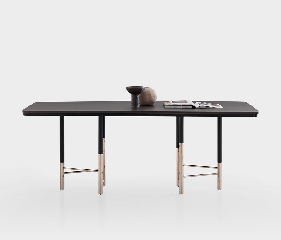 Parma Vaste Eettafel met Metalen Poot van Enza Home, donker notenhout