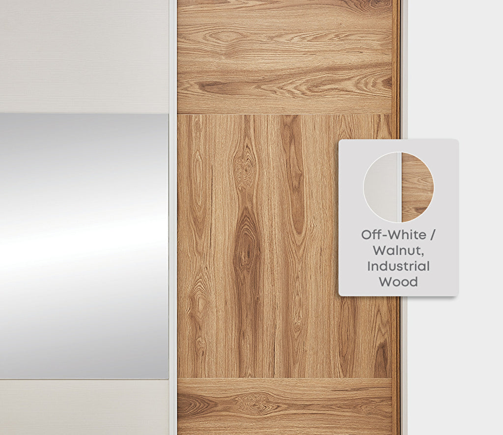 Loreto 180 cm Schuifdeurkast van Enza Home, gebroken wit met notenhout