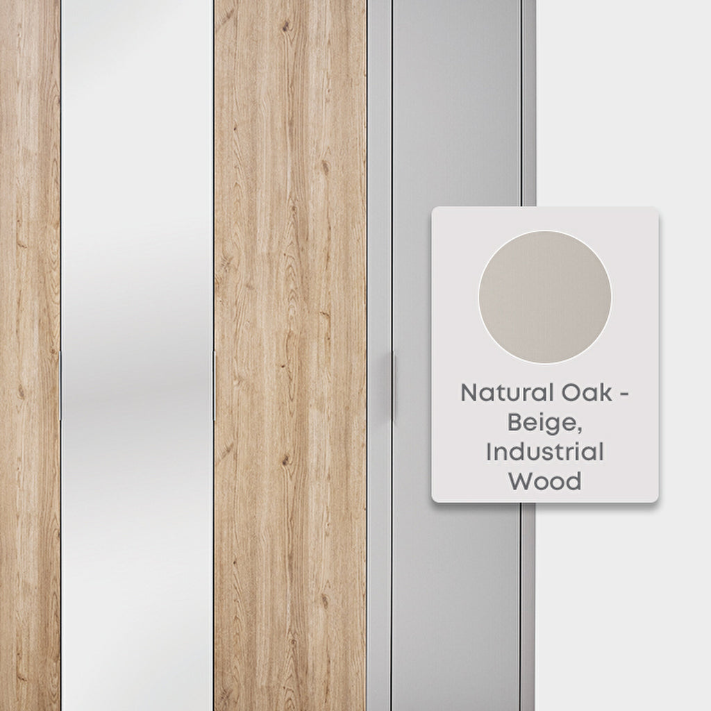 Cante 5-deurs Kledingkast van Enza Home, natuurlijk eiken met beige