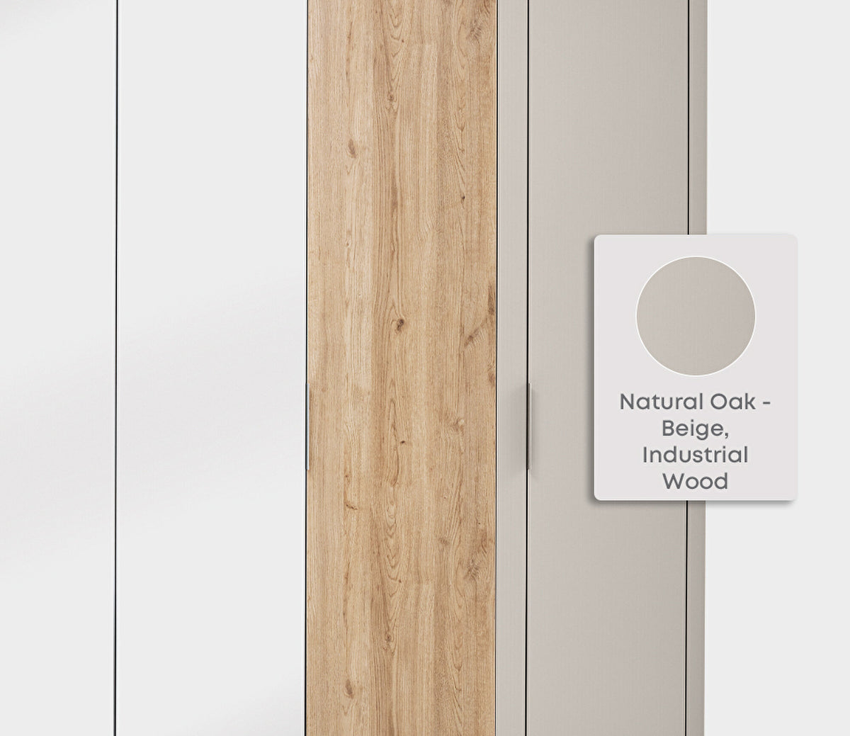 Cante 6-deurs Kledingkast van Enza Home, natuurlijk eiken met beige