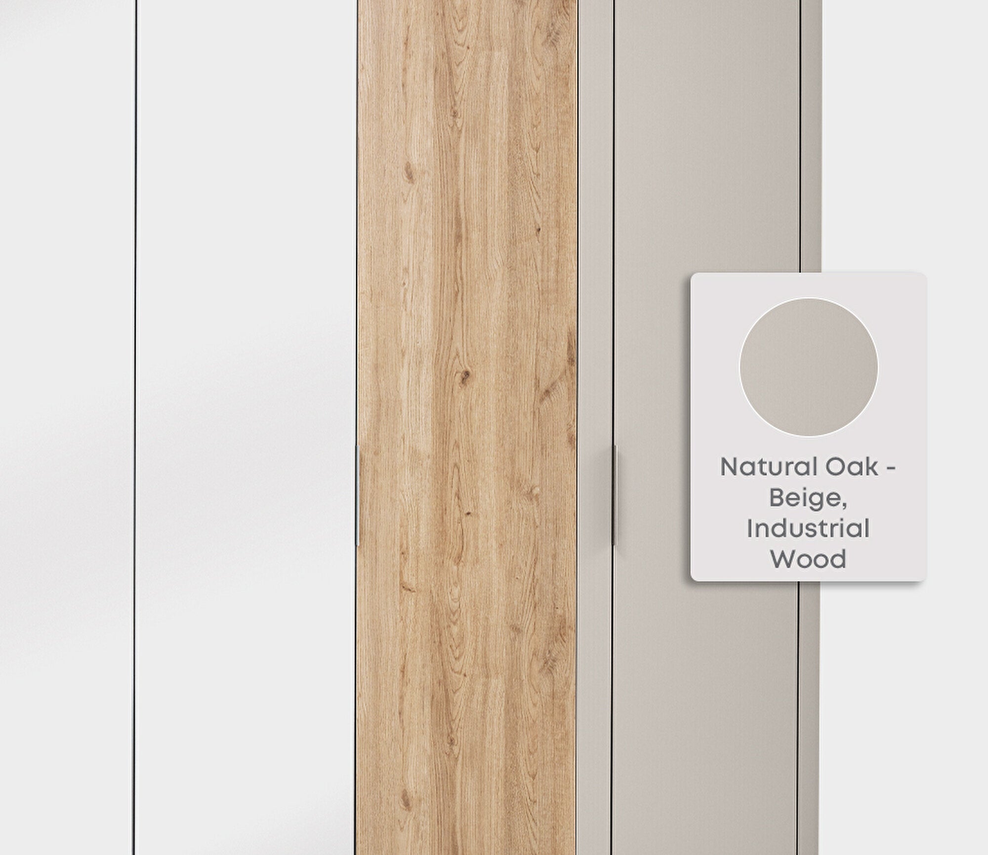 Cante 6-deurs Kledingkast van Enza Home, natuurlijk eiken met beige