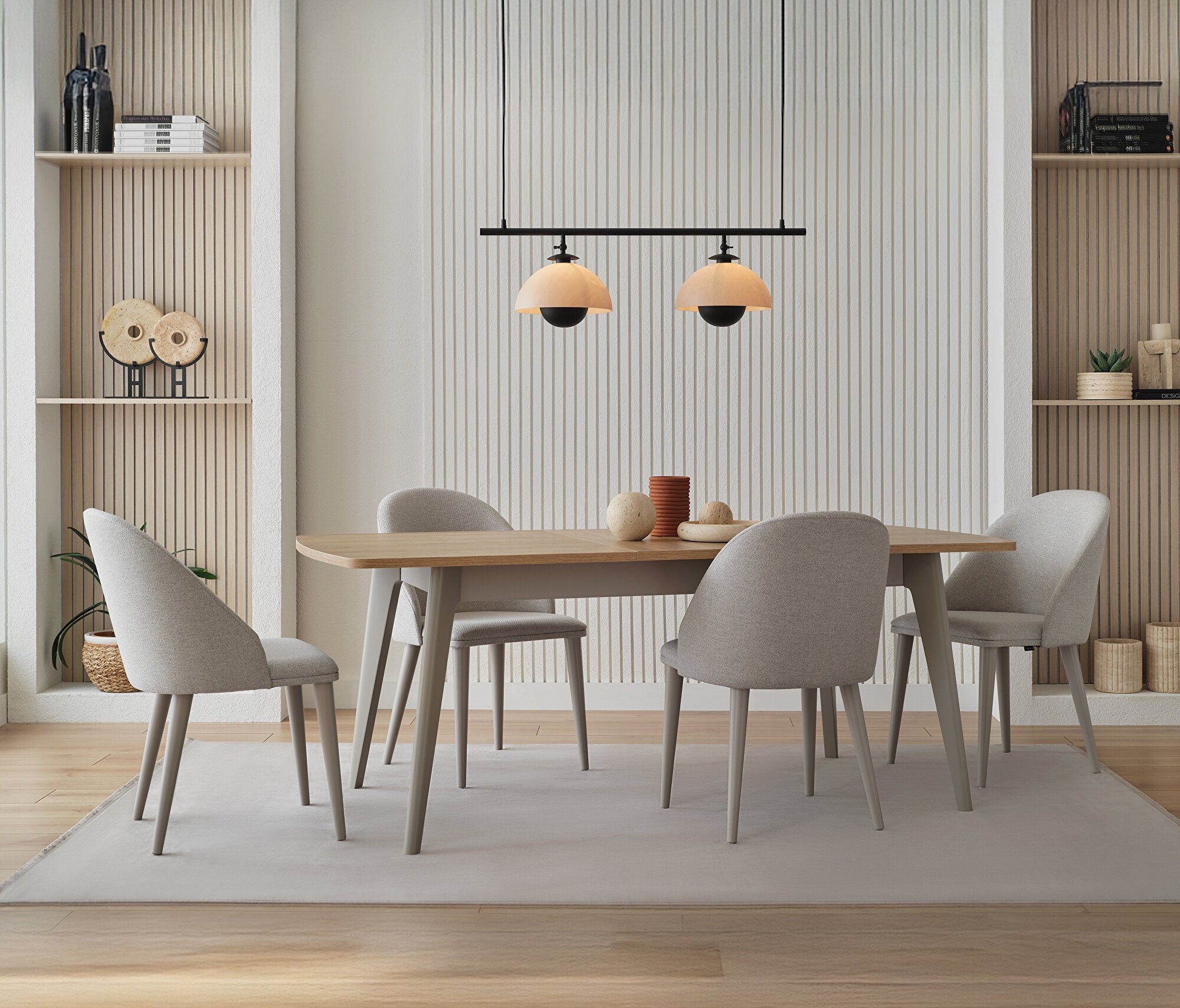 Cante Uitschuifbare Eettafel met Houten Poot, afbeelding 4