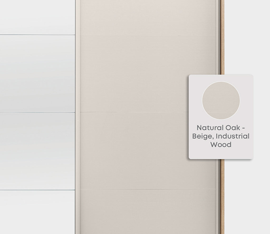 Cante 240 cm Schuifdeurkast van Enza Home, natuurlijk eiken met beige
