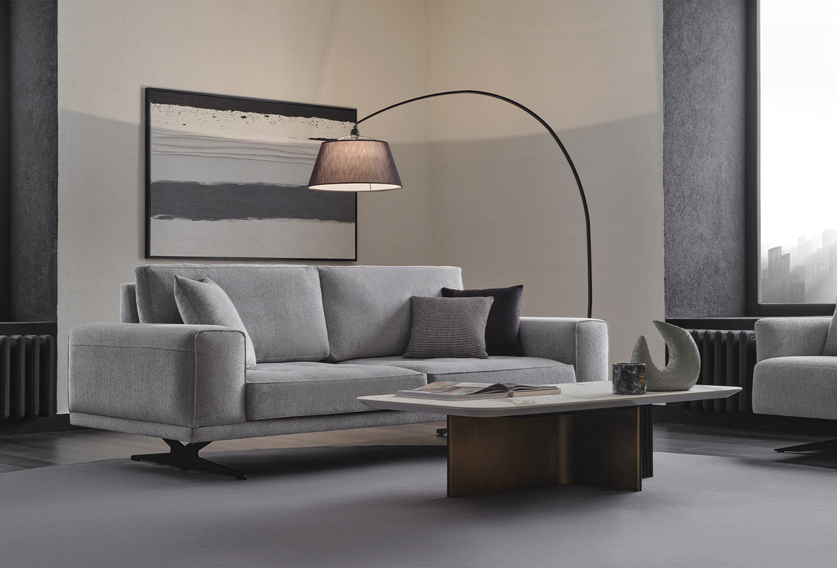 Bold 3-zits Fauteuil, Geweven Stof, Grijs