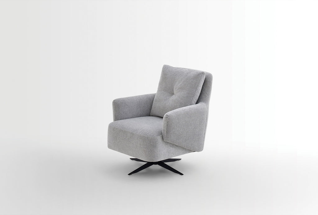 Bold Fauteuil - Draaibaar met Poten,Geweven Stof, Grijs