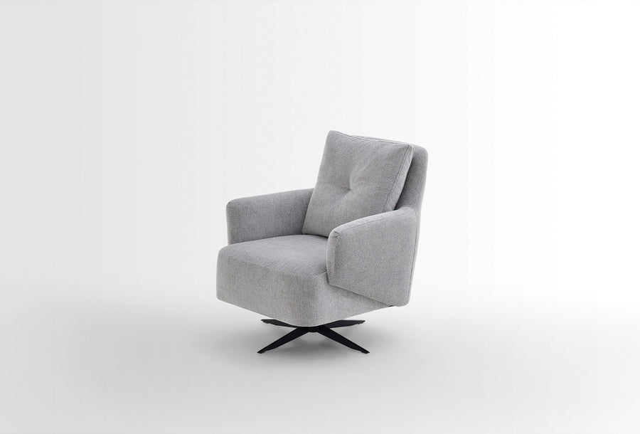 Bold Fauteuil - Draaibaar met Poten,Geweven Stof, Grijs