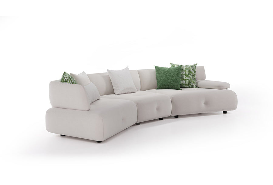 Block Visions Modulaire Hoek Fauteuil, Huisdiervriendelijk - Fluweel, Crème