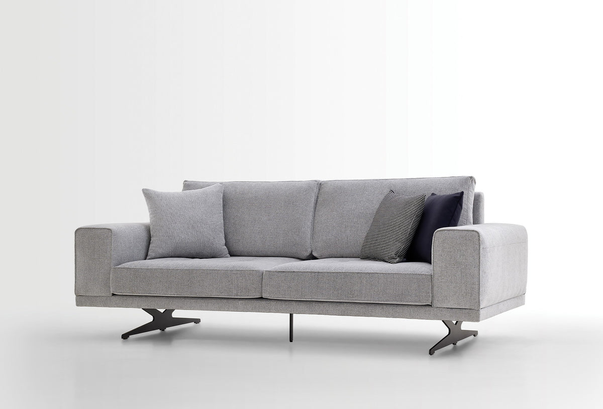 Bold 3-zits Fauteuil, Geweven Stof, Grijs