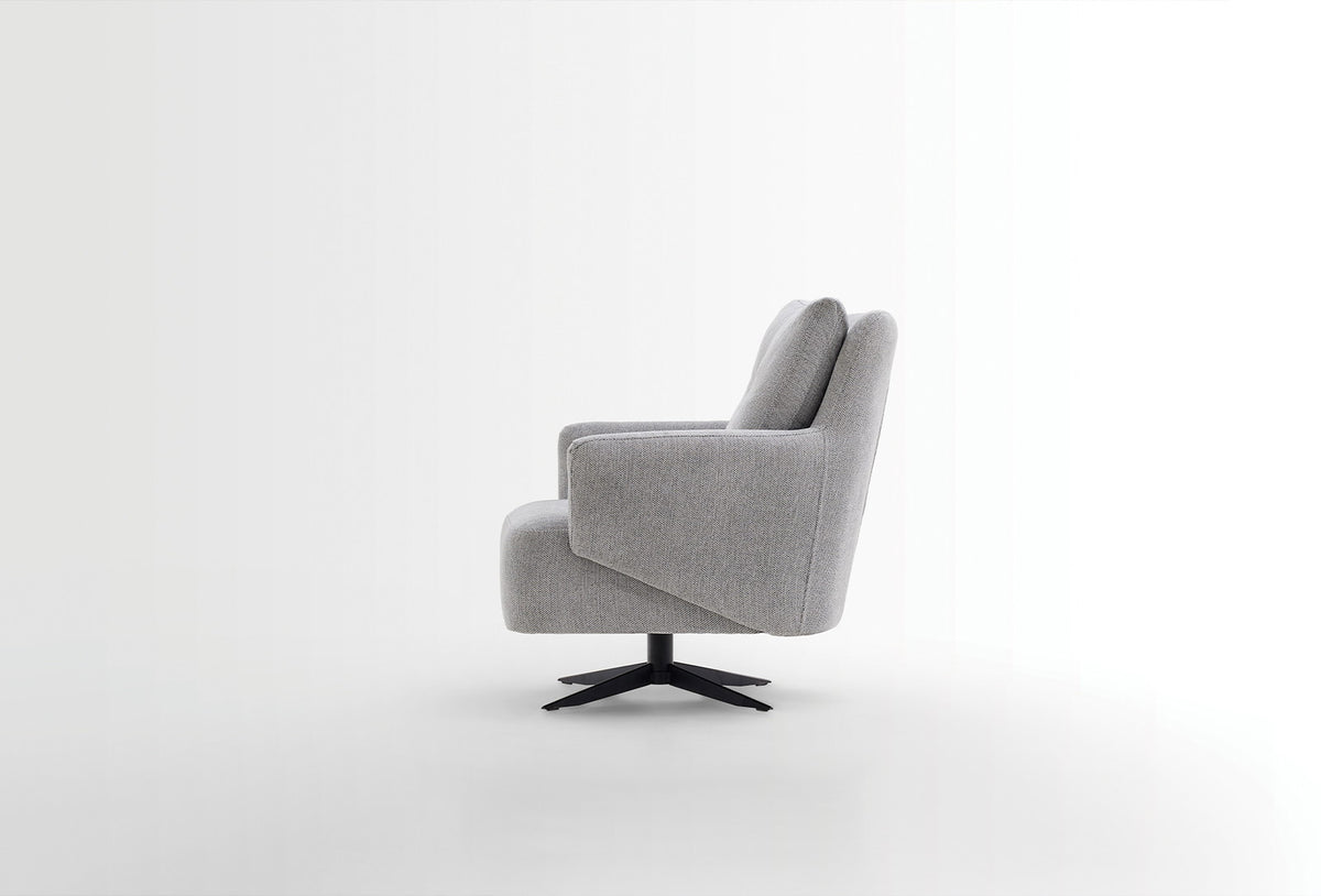 Bold Fauteuil - Draaibaar met Poten,Geweven Stof, Grijs