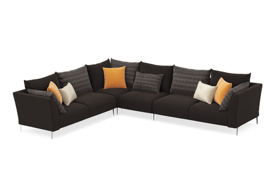 Mayfair Hoek Combinatie 5, Fluweel, Bruin Antraciet