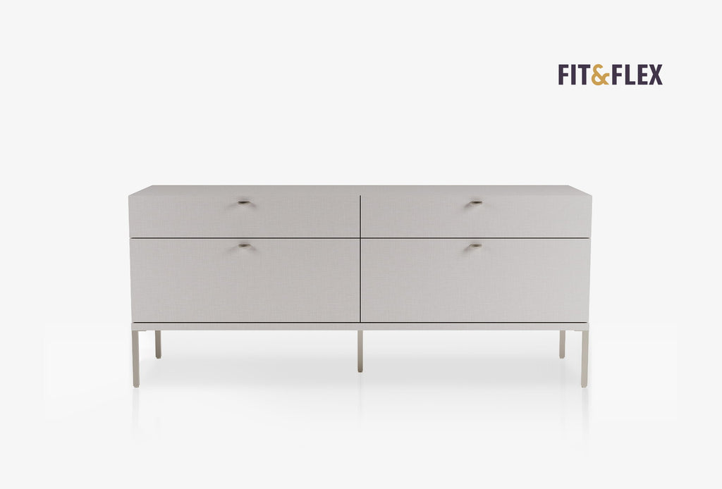 Fit & Flex 4 met Lade met Poten Module - Linnen, 160x67 cm (BxH)