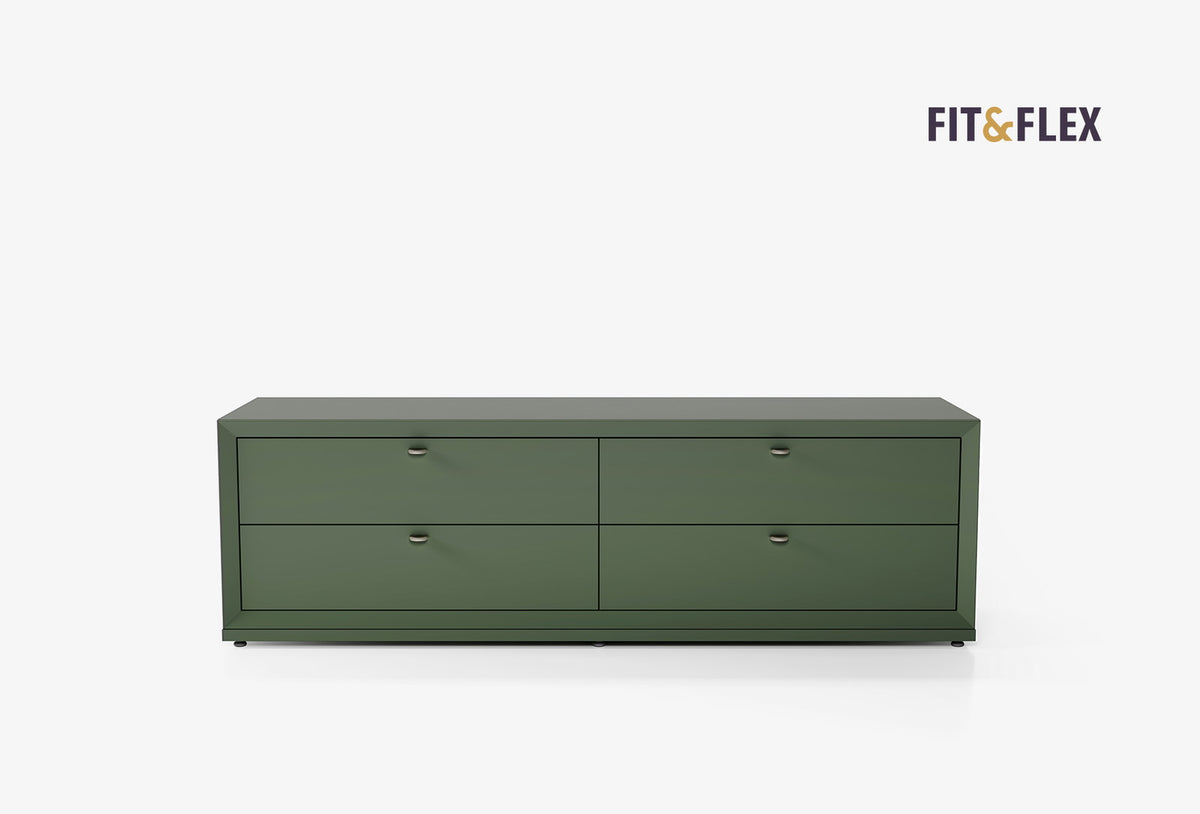 Fit & Flex 4 met Lade met Bedbodem Module - Groen, 160x49 cm (BxH)