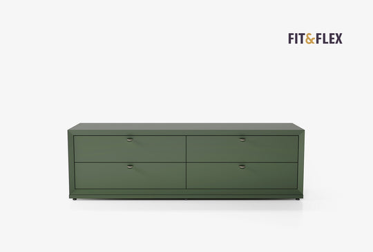 Fit & Flex 4 met Lade met Bedbodem Module - Groen, 160x49 cm (BxH)