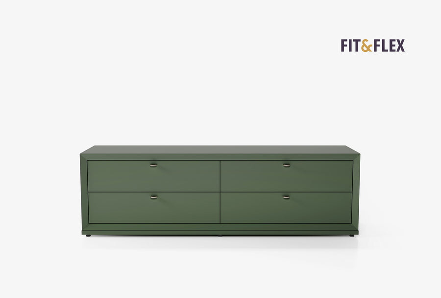 Fit & Flex 4 met Lade met Bedbodem Module - Groen, 160x49 cm (BxH)
