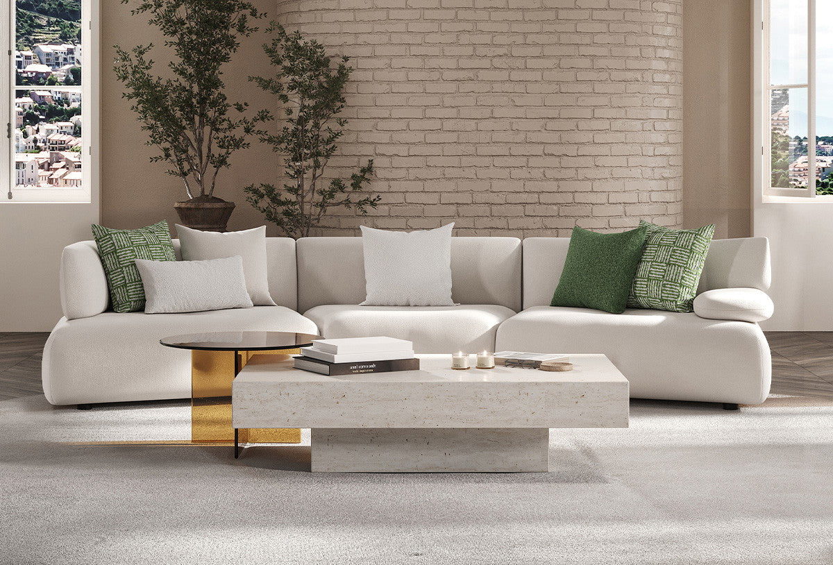 Block Visions Modulaire Hoek Fauteuil, Huisdiervriendelijk - Fluweel, Crème