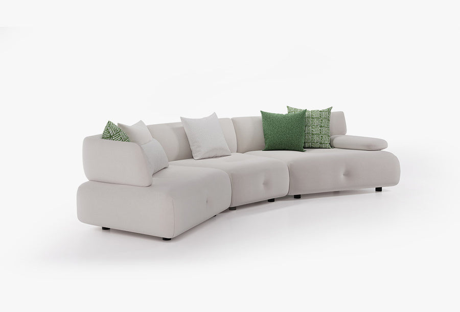 Block Visions Modulaire Hoek Fauteuil, Huisdiervriendelijk - Fluweel, Crème
