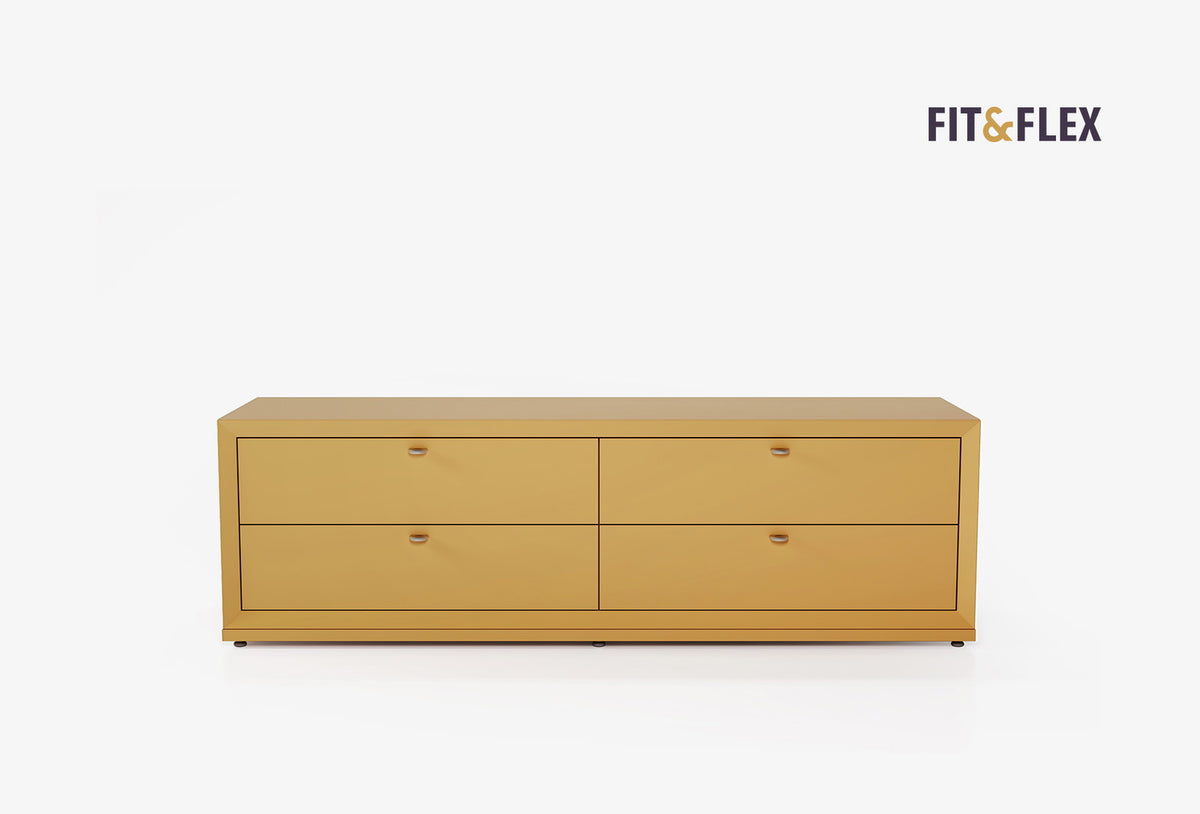 Fit & Flex 4 met Lade met Bedbodem Module - Geel, 160x49 cm (BxH)