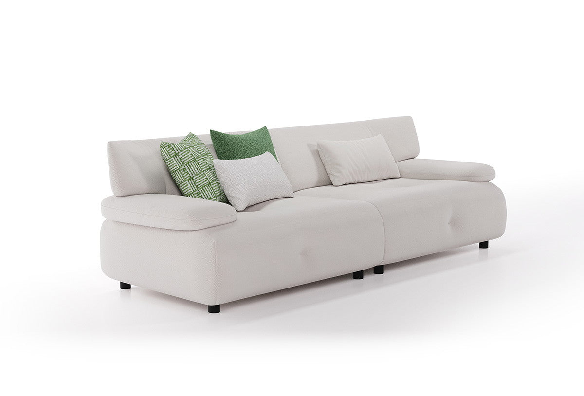 Block Visions 3-zits met Slaapfunctie Fauteuil, Chenille, Wit
