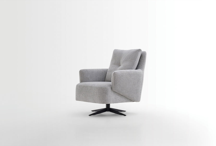 Bold Fauteuil - Draaibaar met Poten,Geweven Stof, Grijs